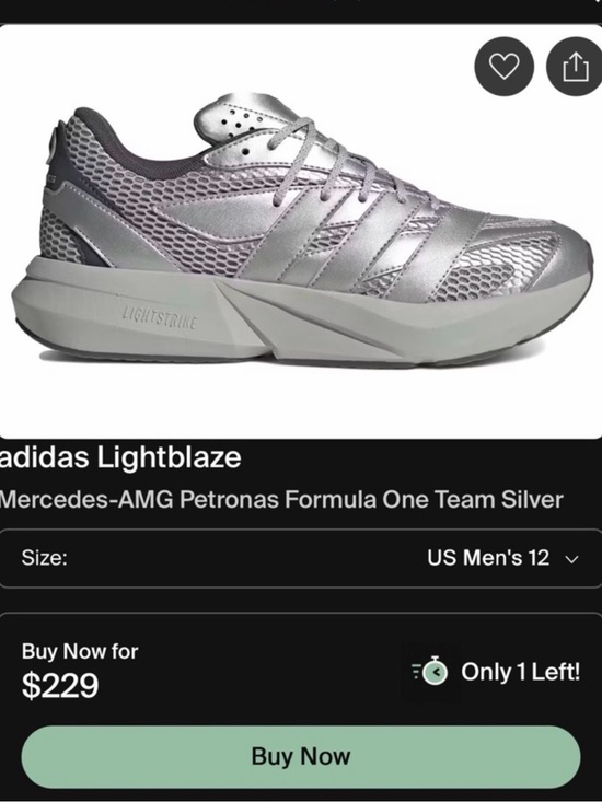 adidas Lightblaze Mercedes AMG F1 Sneakers size 12